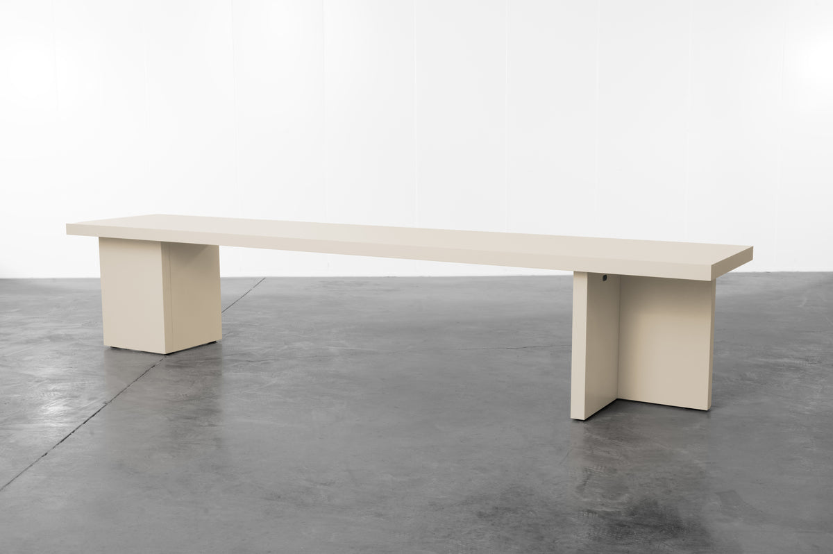 Ecru wooden bench by Bobbie Bahama
