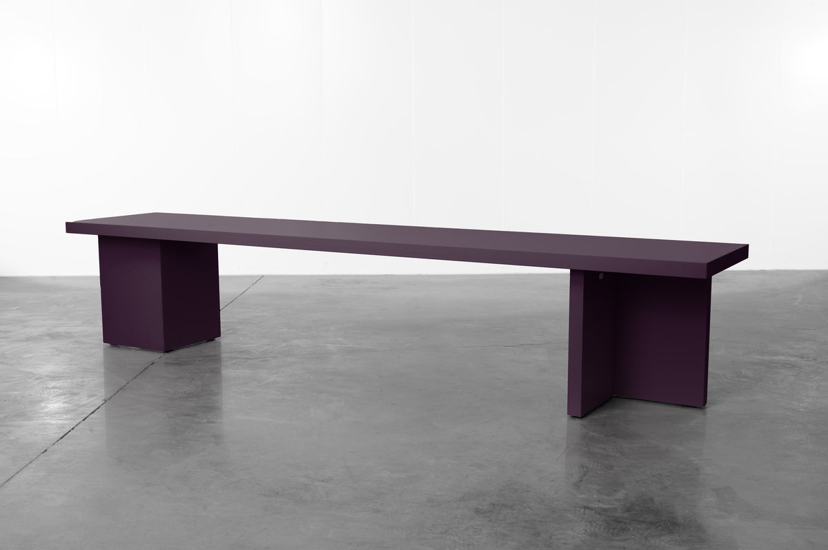 Aubergine wooden bench by Bobbie Bahama