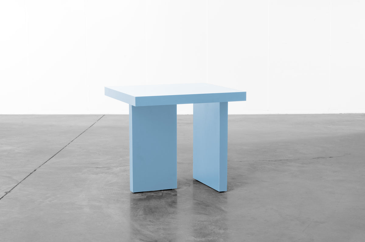 Baby blue wooden side table by Bobbie Bahama
