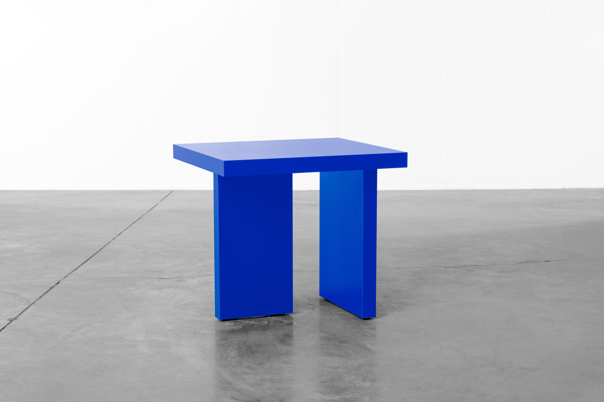 Bright cobalt blue wooden side table by Bobbie Bahama