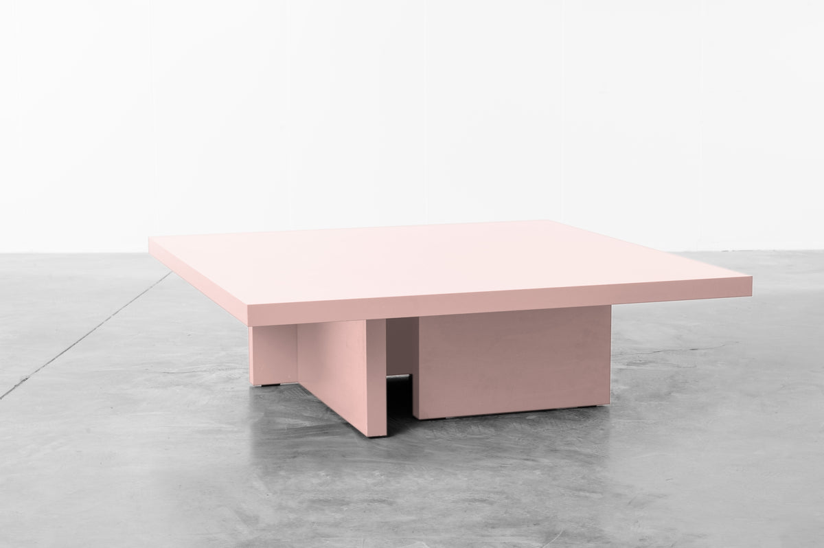 Dust pink wooden coffee table by Bobbie Bahama