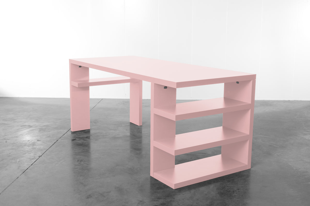 Baby pink wooden desk by Bobbie Bahama