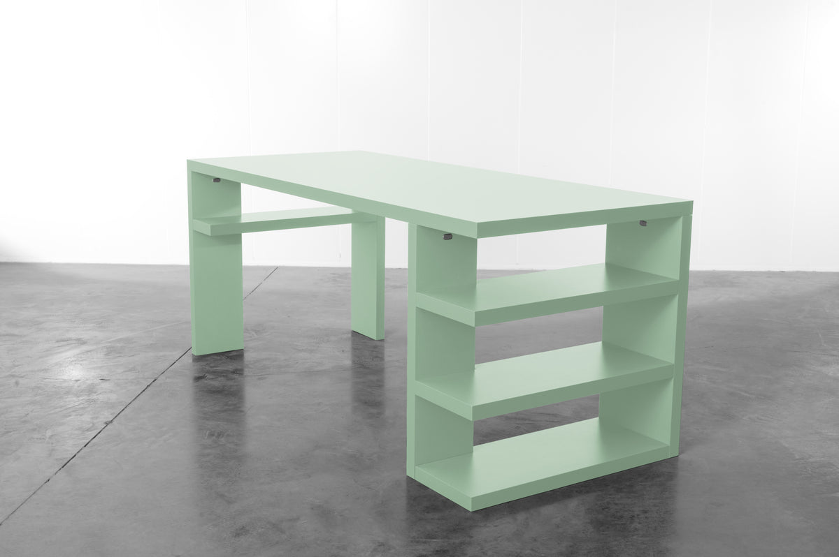 Mint green wooden desk by Bobbie Bahama