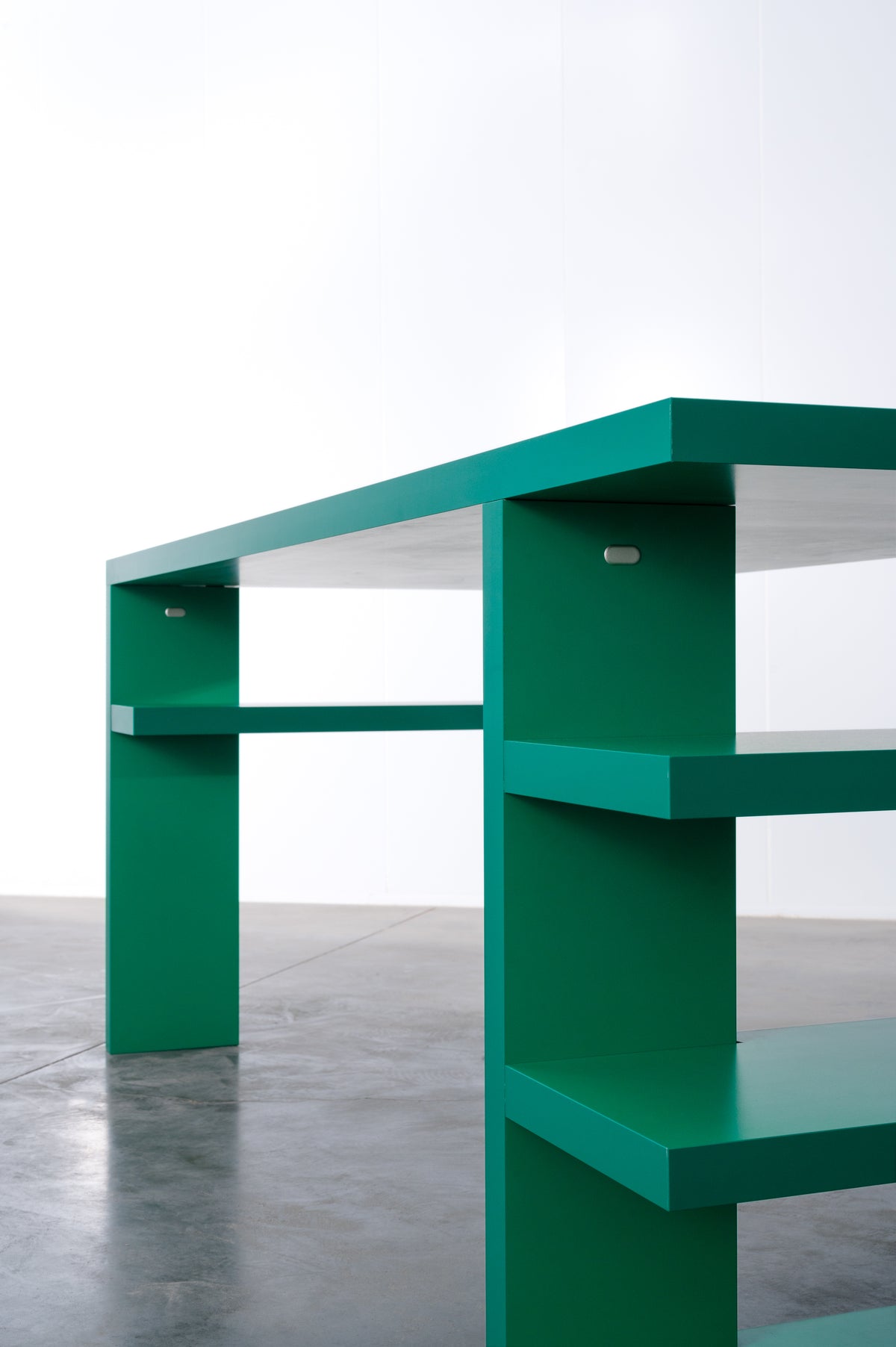 Detail of bright green desk by Bobbie Bahama