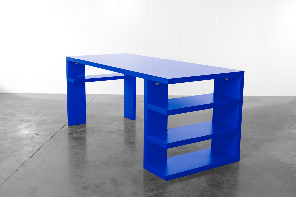 Bright cobalt blue wooden desk by Bobbie Bahama