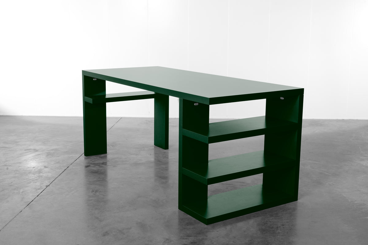 Forest green wooden desk by Bobbie Bahama